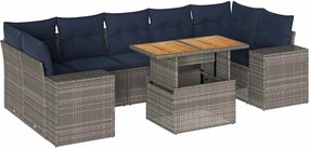 vidaXL 8 részes szürke polyrattan kerti ülőgarnitúra párnákkal