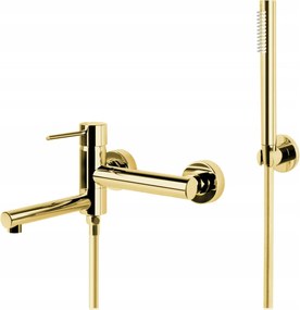 Kádtöltő csaptelep falra szerelhető Corsan Lugo CMZ7541GL zuhanyszettel Arany
