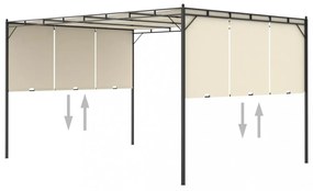 vidaXL krémszínű kerti pavilon oldalfüggönnyel 4 x 3 x 2,25 m