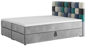 APPLE boxspring kárpitozott ágy + Fedő, 140x200, itaka 14/kék