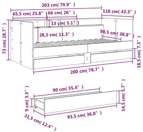 fekete kanapéágy fiókkal matrac nélkül 100x200 cm