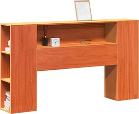 vidaXL viaszbarna tömör fenyőfa fejtámla tárolóval 135 cm