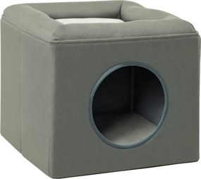 PawHut Macska Barlang Macska Ház 2 Szinttel, Macska Ágy Párnával, Macska Ház 5 kg-ig, 36.5 x 36.5 x 33 cm, Zöld | Aosom