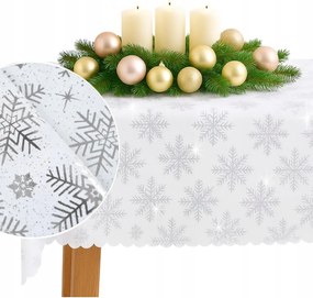 Abrosz Foltálló Karácsony 140x180 Vízálló Karácsonyi Asztalterítő ezüst