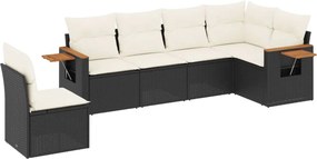 vidaXL 6 részes fekete polyrattan kerti ülőgarnitúra párnákkal