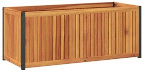 vidaXL tömör akácfa és acél kerti virágtartó 110 x 45 x 44 cm