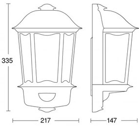 STEINEL 644413 - Fali lámpa érzékelővel   L 190 S fekete