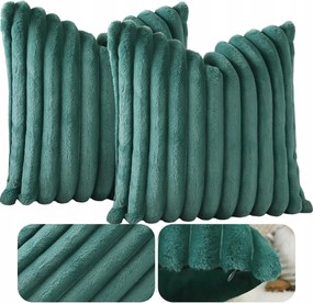 Párnahuzat bársony csíkos takaró puha, kényelmes otthoni 2 db sötétzöld 50x50