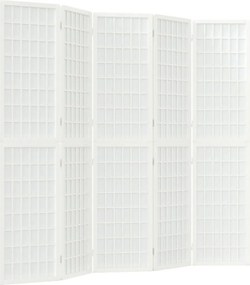 vidaXL 5 paneles fehér japán stílusú összecsukható paraván 200x170 cm