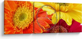 Kép - Virágok Gerbery (órával) (90x30 cm)
