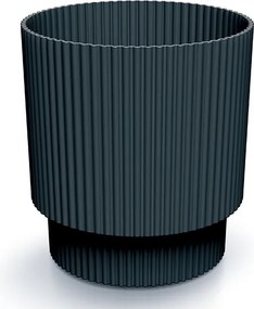 Antracit bordázott virágtartó műanyag lábbal 13,8x12,8 cm fedő