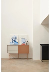 Téglavörös-bézs alacsony komód tolóajtóval 140x91 cm Nube – Teulat