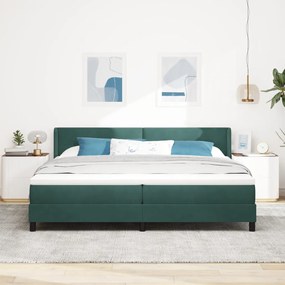 Boxspring Ágy Matrac Vele 200x200 cm Sötét Zöld Bársonyos