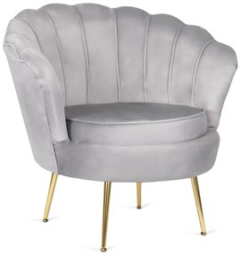 Elegáns Fotel Lábtartóval Szürke Bársony Kárpittal. GRAND