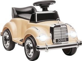 HOMCOM Elektromos Autó Gyerekeknek, Mercedes-Benz 6V Autó Zenével, 18-48 Hónapos Korig, Bézs | Aosom