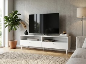 TV állvány polccal és szekrényekkel DULLUM 200x58cm, fehér