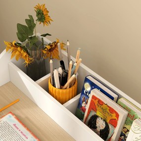 AIYAPLAY Gyerek Íróasztal és Szék Szett 3-8 Éveseknek, Fiúknak és Lányoknak szánt Íróasztal Székkel, Nyitott Rekeszekkel és Polcokkal, Gyerekszobába,