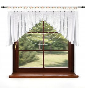 Fátyol Függöny Gipsz Hímzés Virágok Filc Gyöngyökkel Díszítve 200 x 110 Fehér