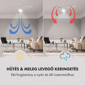 Klarstein Figo, fehér, mennyezeti ventilátor, 52", 55 W, mennyezeti lámpa, 2 x 42 W, távirányító