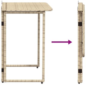 bézs polyrattan összecsukható kerti asztal 90x51x75 cm