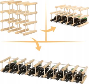 Borosüveg tartó állvány 9 palackhoz Fenyő Moduláris Tömör Öko Fa
