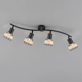 Fekete mennyezeti lámpa fém-rattan búrával 10,5x70 cm Straw – Fischer &amp; Honsel