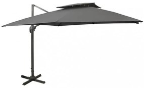 antracitszürke dupla tetejű konzolos napernyő 300 x 300 cm