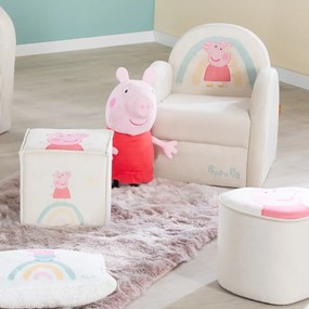 Fehér bársony gyerek fotel Peppa Pig – Roba