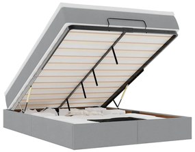 Ottomán ágykeret matraccal világosszürke 140x190 cm szövet