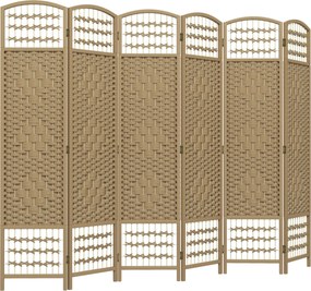 HOMCOM 6-paneles szobaelválasztó 240x170 cm-es, hajtható szobaelválasztó papírszál és fa keret díszítéssel, természetes | Aosom
