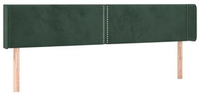 sötétzöld bársony LED-es fejtámla 183 x 16 x 78/88 cm