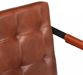 barna valódi kecskebőr háromszemélyes kanapé