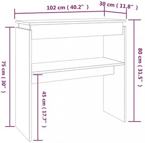 füstös tölgy színű szerelt fa tálalóasztal 102 x 30 x 80 cm