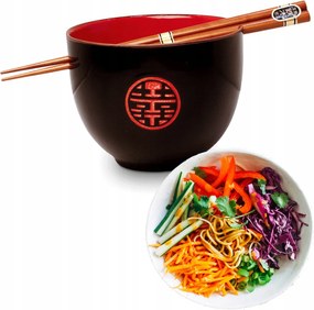 Leves- és tésztapálcikás tál Soba Fekete-piros Boldogság