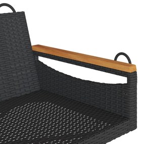 fekete polyrattan hintapad 109 x 62 x 40 cm