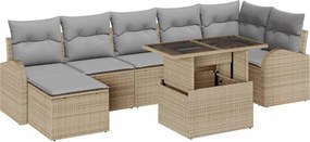 vidaXL Kerti Kanapé Szett párnával 8 pcs bézs és világosszürke