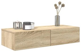 Falipolc fiókokkal sonoma tölgy 80x33x17 cm műszaki fa