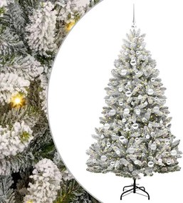 vidaXL Mű karácsonyfa 300 LED-del Zöld és Fehér 180 cm PVC és fém