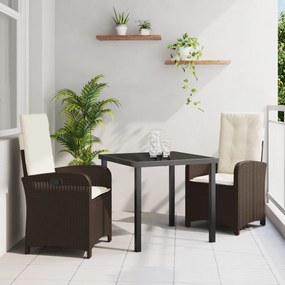 3 darabos kerti étkeztető szett párnákkal - Barna poli rattan