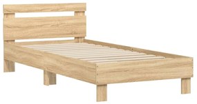 sonoma tölgy színű fejtámlás ágykeret matrac nélkül 90 x 200 cm