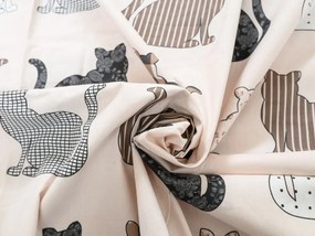Renforcé pamut ágynemű PATTERNED CATS bézs Ágyneműhuzat mérete: 2 db 70 x 90 cm | 200 x 220 cm