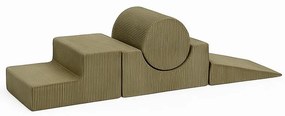 Khaki kordbársony habszivacs játszótér 4 db-os magasság 30 cm 45x170 cm Montessori – Meowbaby