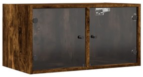 2 db füstös tölgy színű faliszekrény üvegajtókkal 68,5x37x35 cm