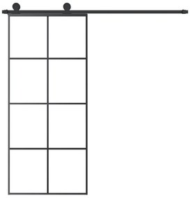 ESG üveg és alumínium tolóajtó fémszerelvény-szettel 90x205 cm