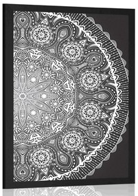 Poszter díszes Mandala csipkével fekete fehérben
