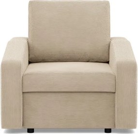 Zeus fotel, döntött kartámasz, kordbársony, hab töltet, bézs