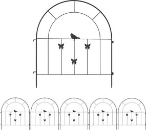Outsunny Acél Kerti Kerítés 300 cm x 70 cm Magas Dekoratív Rács Kerítés Készlet Kutyakert Kerítés Felső Íves Kerítés Kutyák Számára Tájkerítés Kertek