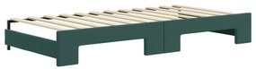 sötétzöld kihúzható bársony heverő 90 x 200 cm