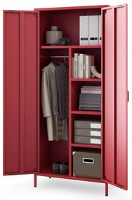 Gardróbszekrény FLAVIO, 800 x 1850 x 450 mm, Modern: piros