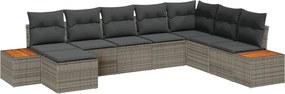 vidaXL Kerti Kanapé Szett párnával 8 pcs Szürke Poli rattan